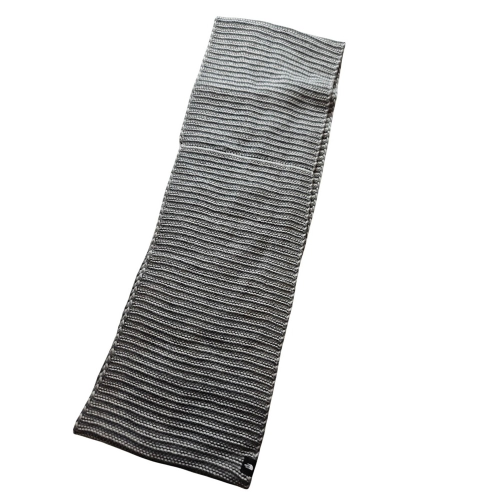 The North Face Womens Gray White Striped Ribbed Knit Winter Scarf One Size